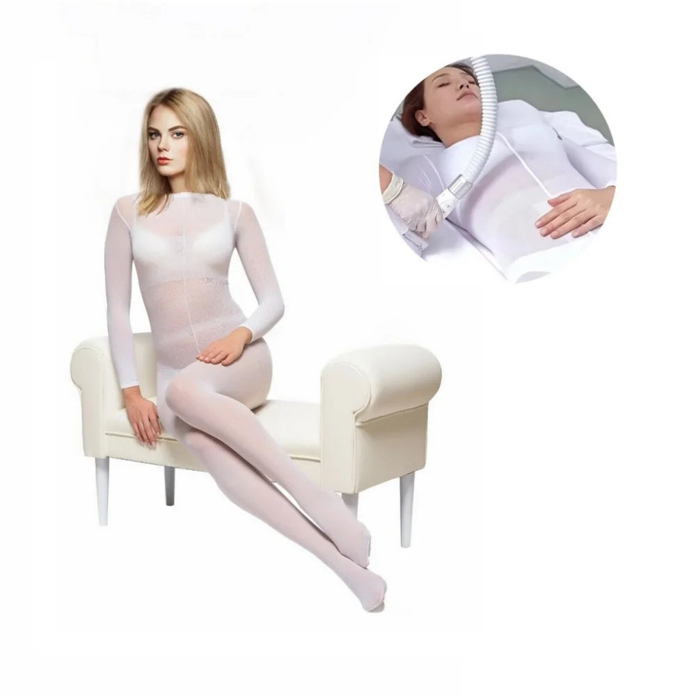10PCS Disposable White Bodysuits Free Size, Breathable Suits for Vacuum Massage & Body Contouring
