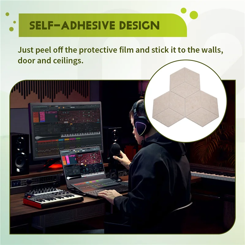 12-Pack Self-Adhesive Acoustic Foam Panels for Soundproofing - Camel