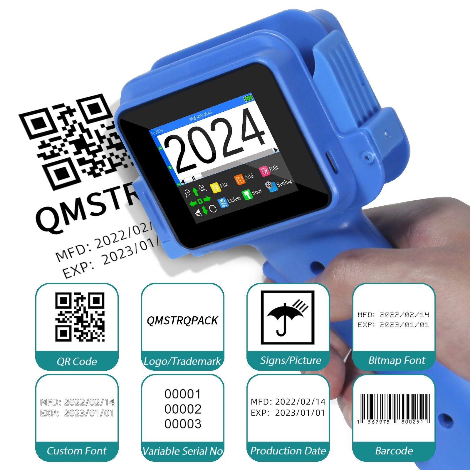 12.7mm Mini Handheld Inkjet Printer for QR and Barcode