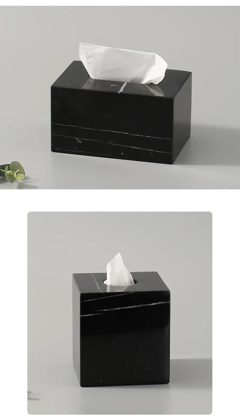 Large Marble Tissue Box Square Modern Design for Home Decor