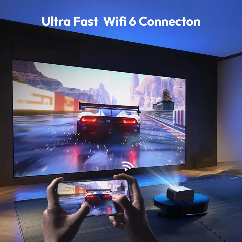 Mini Home Projector 1080p LCD, WiFi 6, Auto Keystone, 300" Display