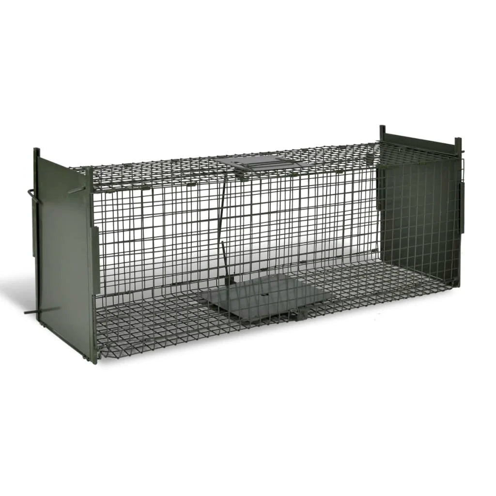 100cm Dual Entry Humane Animal Trap Cage – Reinforced Steel Mesh, Foldable Design