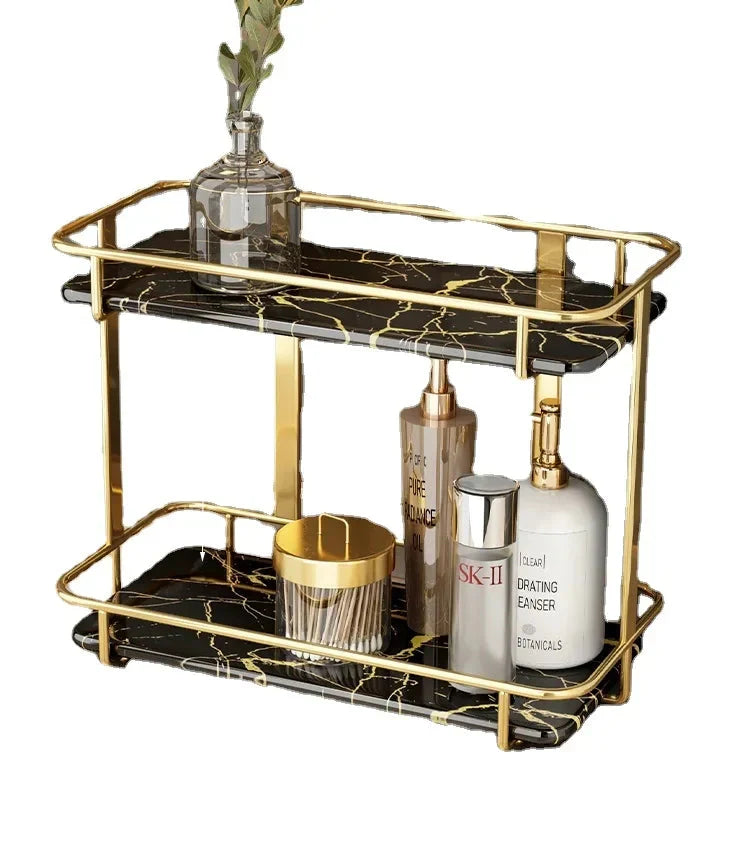 Luxury Stainless Steel Dual-Tier Bathroom Vanity Shelf - Black