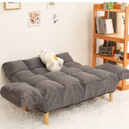 2-in-1 Foldable Sofa Bed Space-Saving Double Lounge Chair for Apartments, Gray