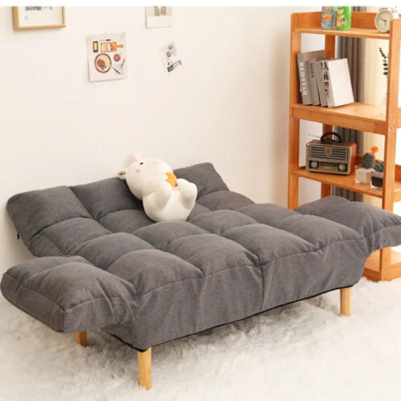 2-in-1 Foldable Sofa Bed Space-Saving Double Lounge Chair for Apartments, Gray