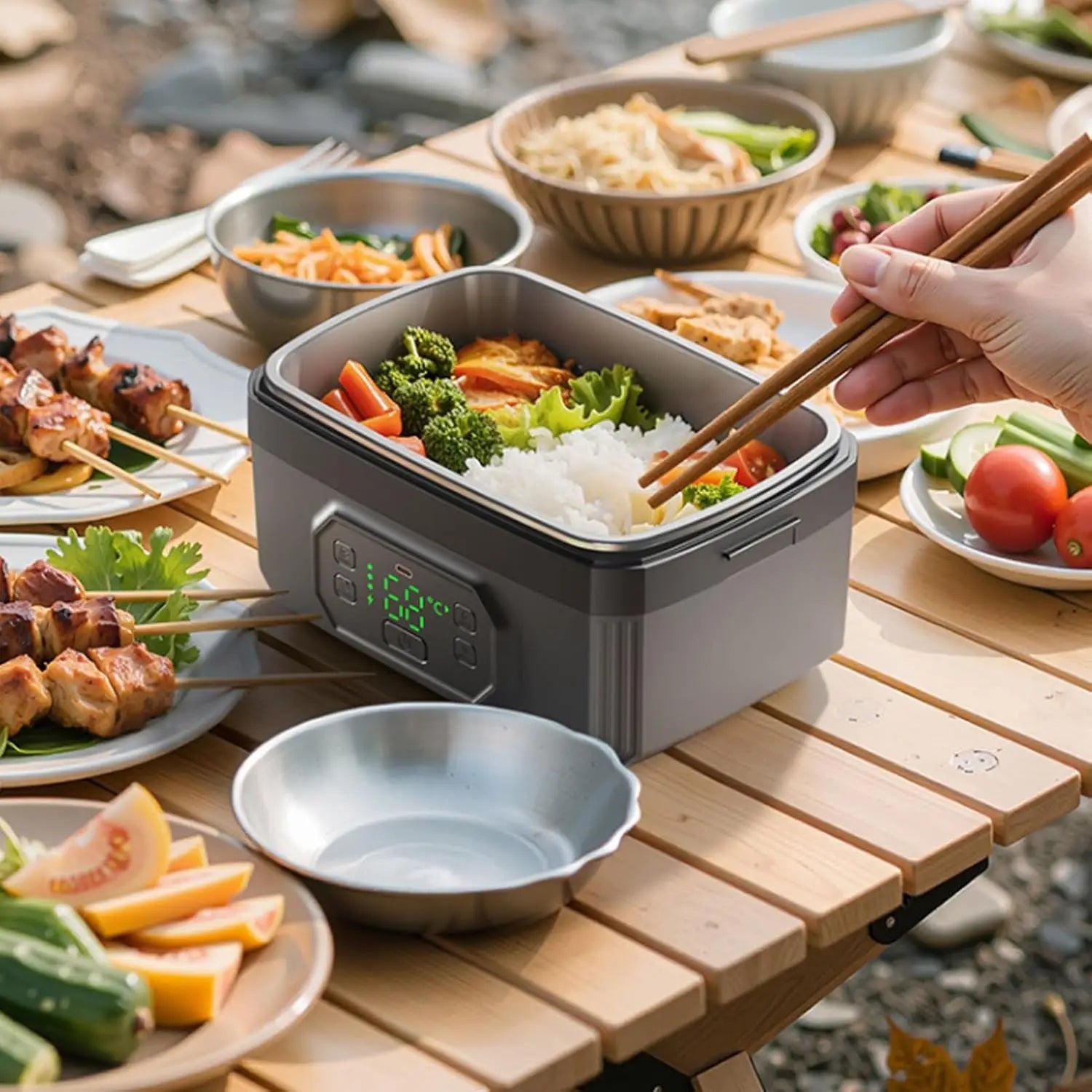 Cordless Electric Lunch Box , Large USB Rechargeable Food Warmer for Office & Travel