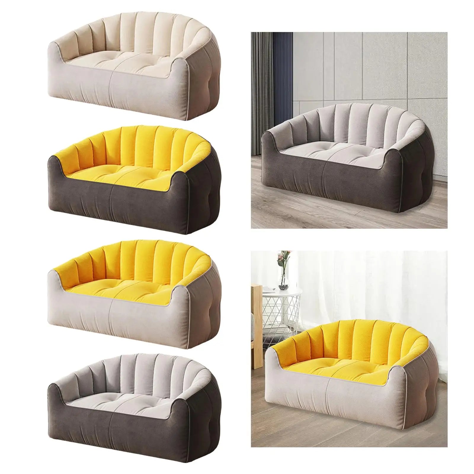Compact 2-Seater Couch Soft Velvet Sofa for Bedrooms & Studios, Light Gray Beige Finish