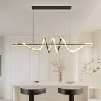 Minimalist 100cm Dimmable LED Pendant Light – Black Wave Design for Kitchen, Dining, or Bar