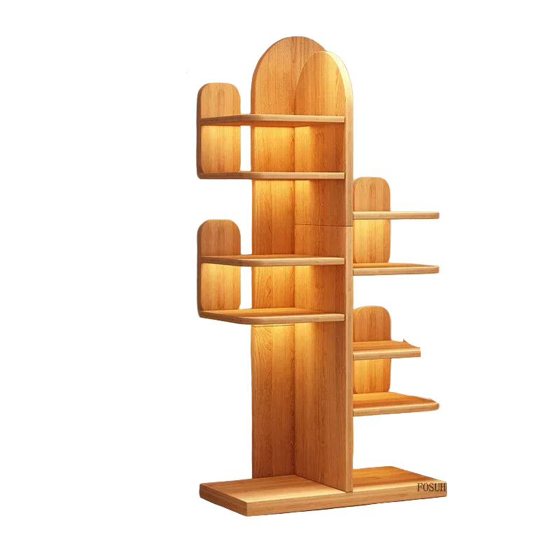 Modern Wooden Bookcase Rack Floor-Standing Multi-Layer Storage for Home or Office