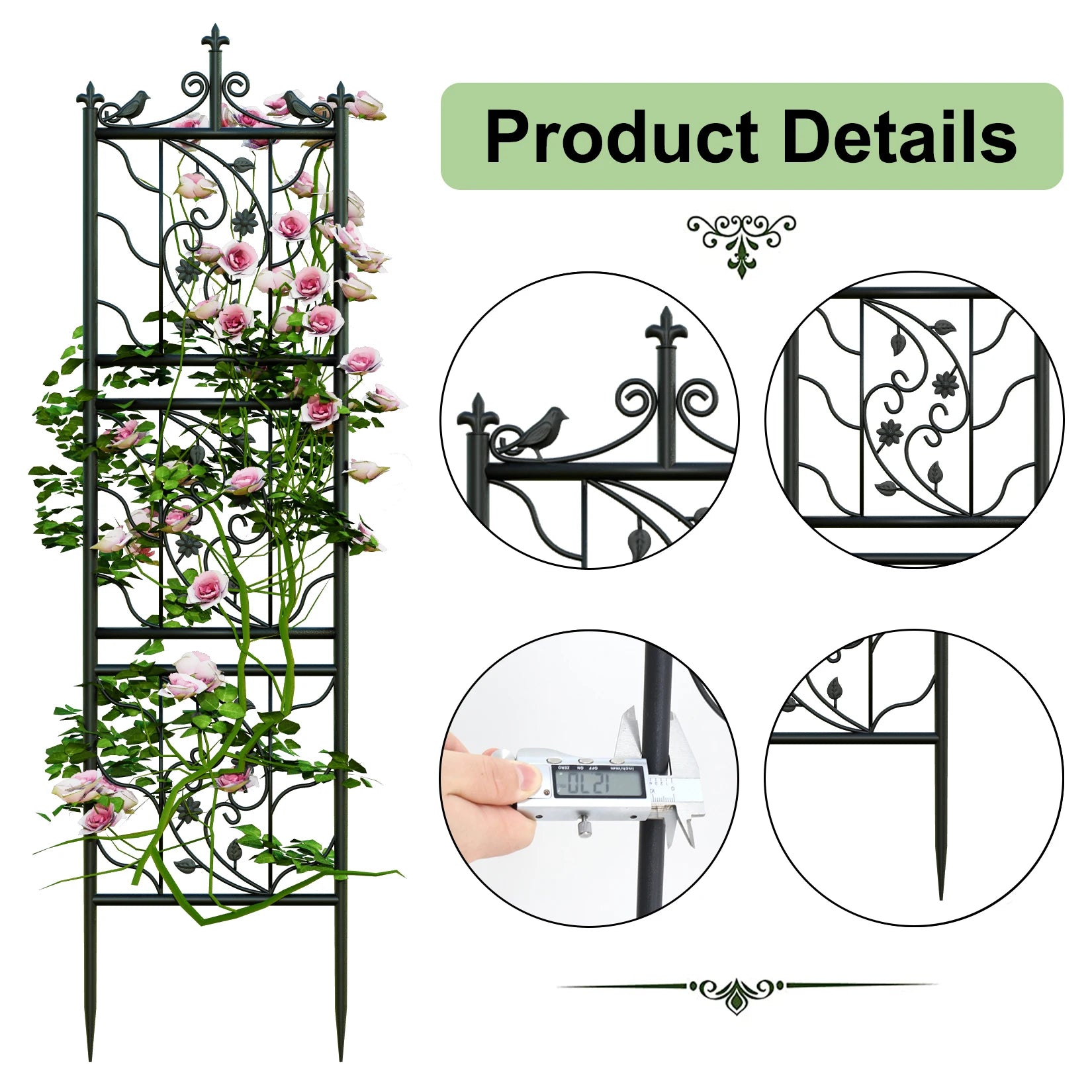 Tall Outdoor Garden Trellis Fence for Climbing Plants – Set of 6 Panels
