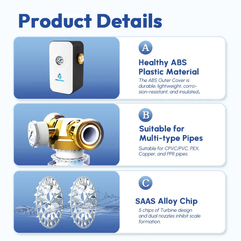 Salt-Free Water Conditioner for Whole Home, NPT Fitting