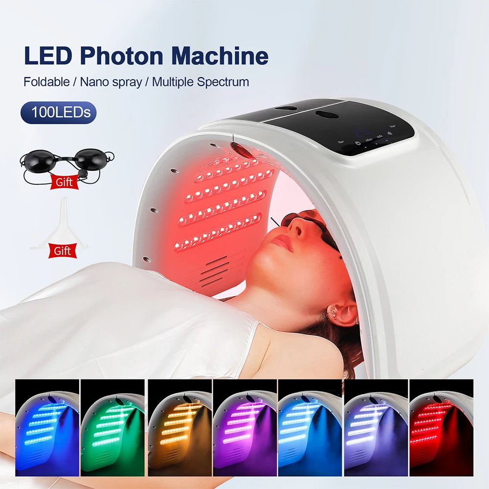 LED Photon Facial Mask with Nano Spray – Anti-Aging, Acne Treatment, Home Spa Use