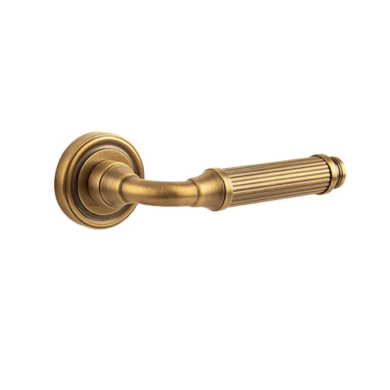 Brass Bathroom Lock Handle, Striped Design, No Ring