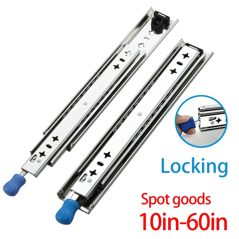 10" Industrial Drawer Runners with Lock, 120kg Capacity, Full Extension