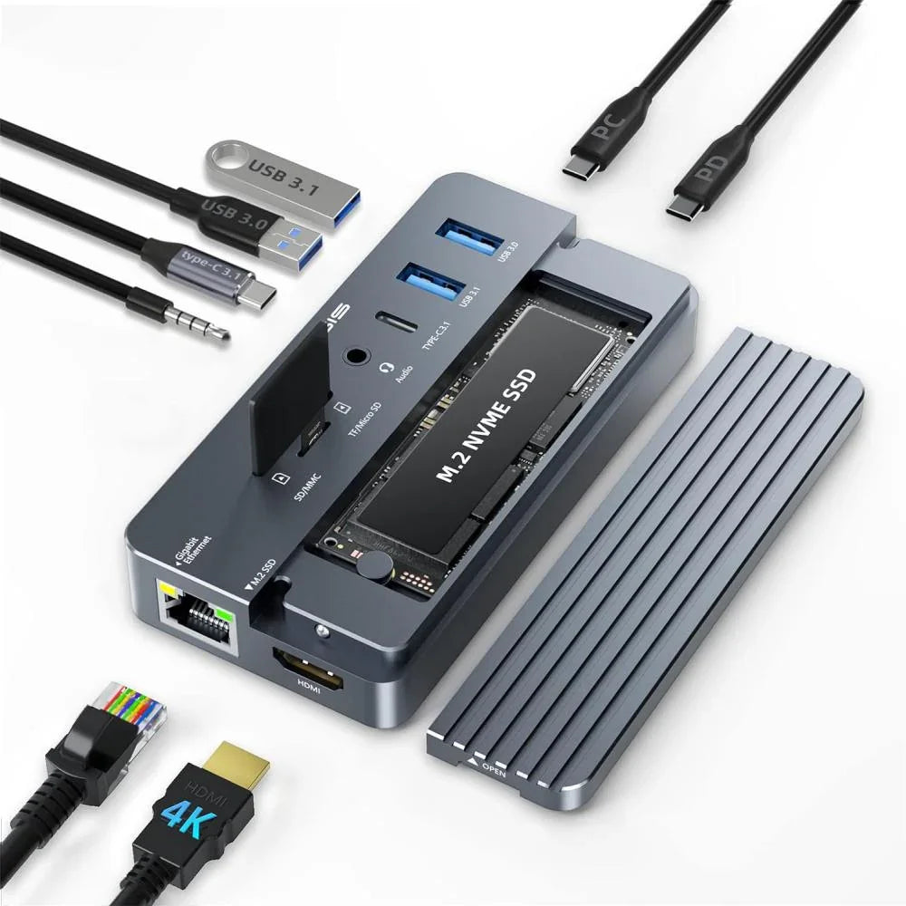 10-in-1 USB C Docking Station with SSD Enclosure