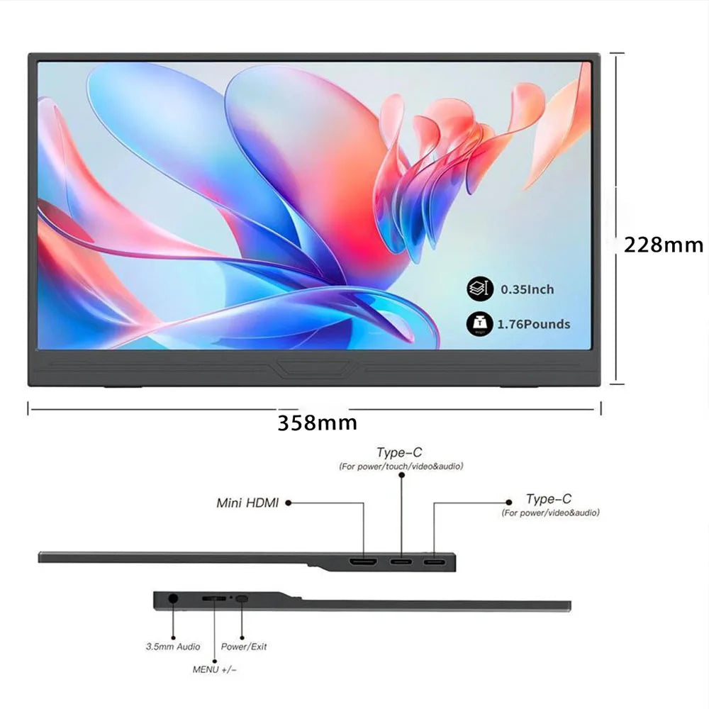 Portable 15.6" 1080p Gaming Monitor with HDR & Speakers
