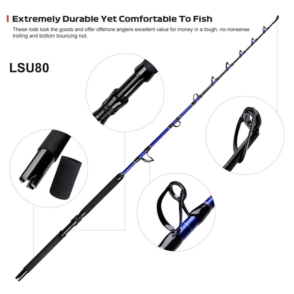 1.66m Ocean Trolling Rod for Tuna and Sharks