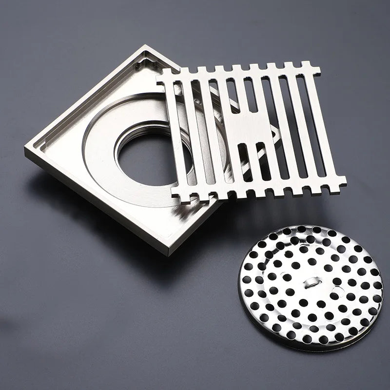 Gun Gray Stainless Steel Deep Water Floor Drain Anti-Odor, Waterproof, Bathroom & Laundry Use