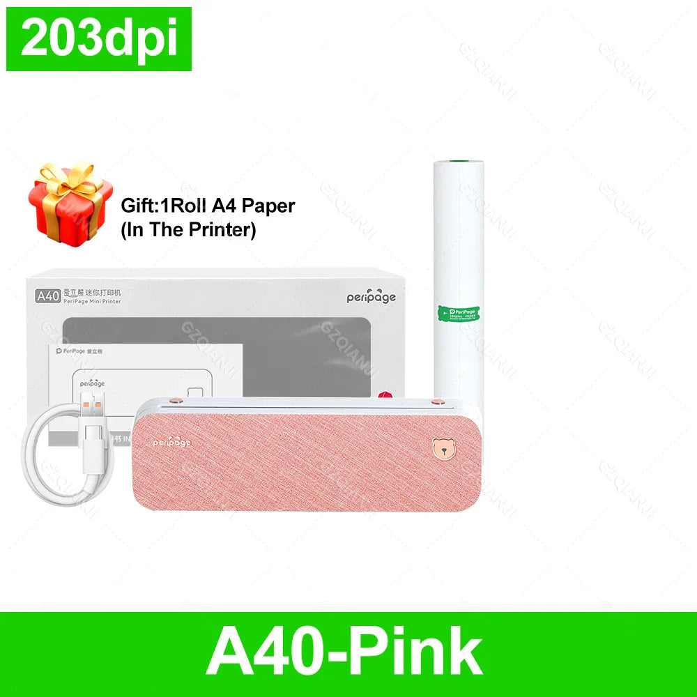 Wireless A4 Thermal Printer 203dpi for Travel & Office