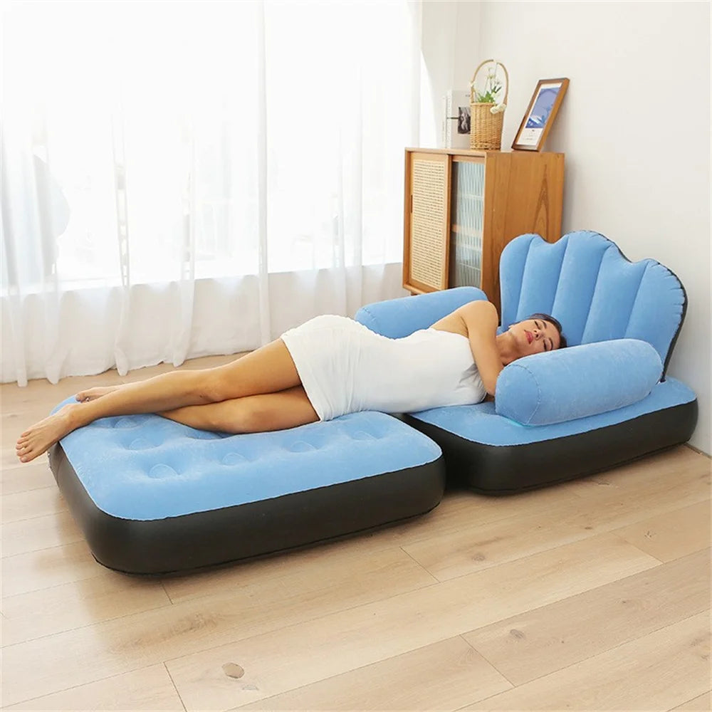 Portable Inflatable Lounge Chair with Air Pump Indoor & Outdoor Travel Sofa