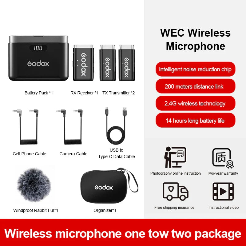 Portable 2.4GHz Wireless Lavalier Mic with Charging Case
