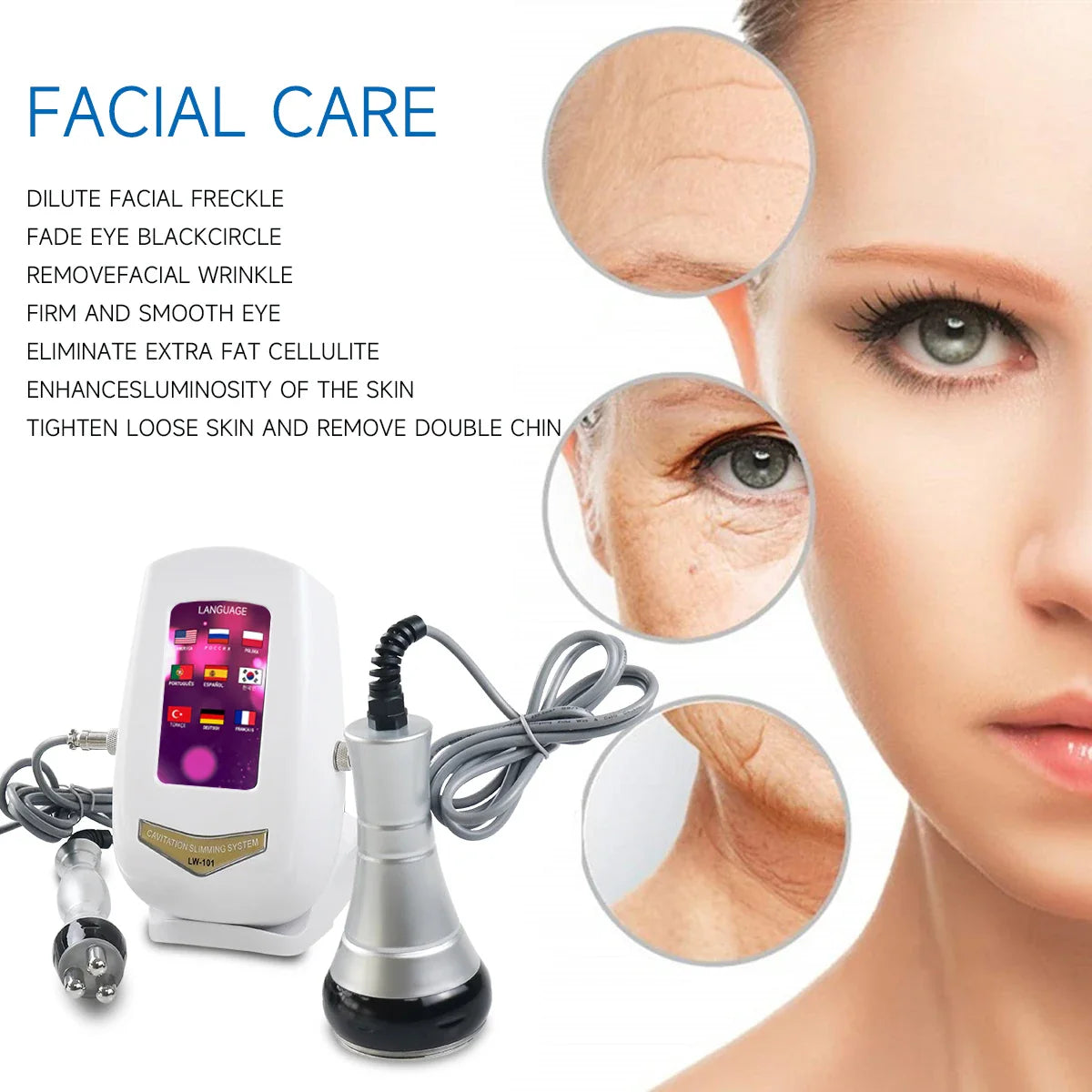 Body & Face Radio Frequency Massager with 3 Treatment Heads