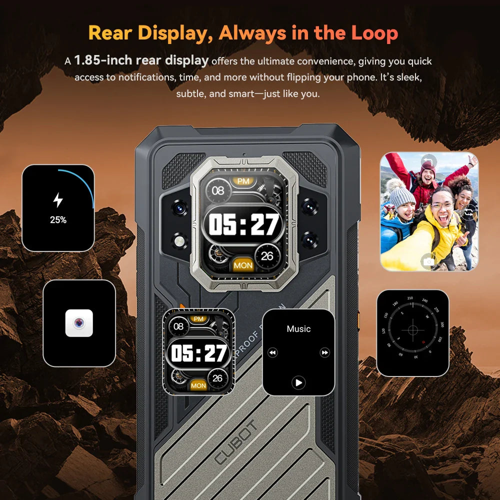 Outdoor Android 14 Phone with 48GB RAM and Fast Charge