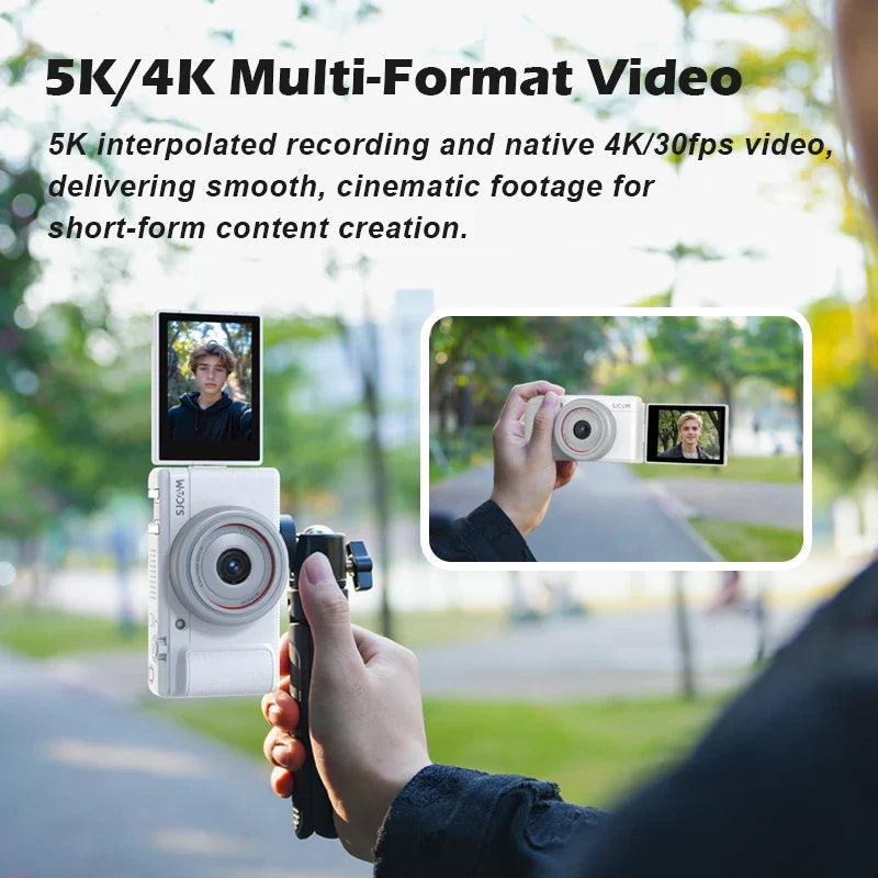 Portable 5K Travel Camera with 360° Flip Screen
