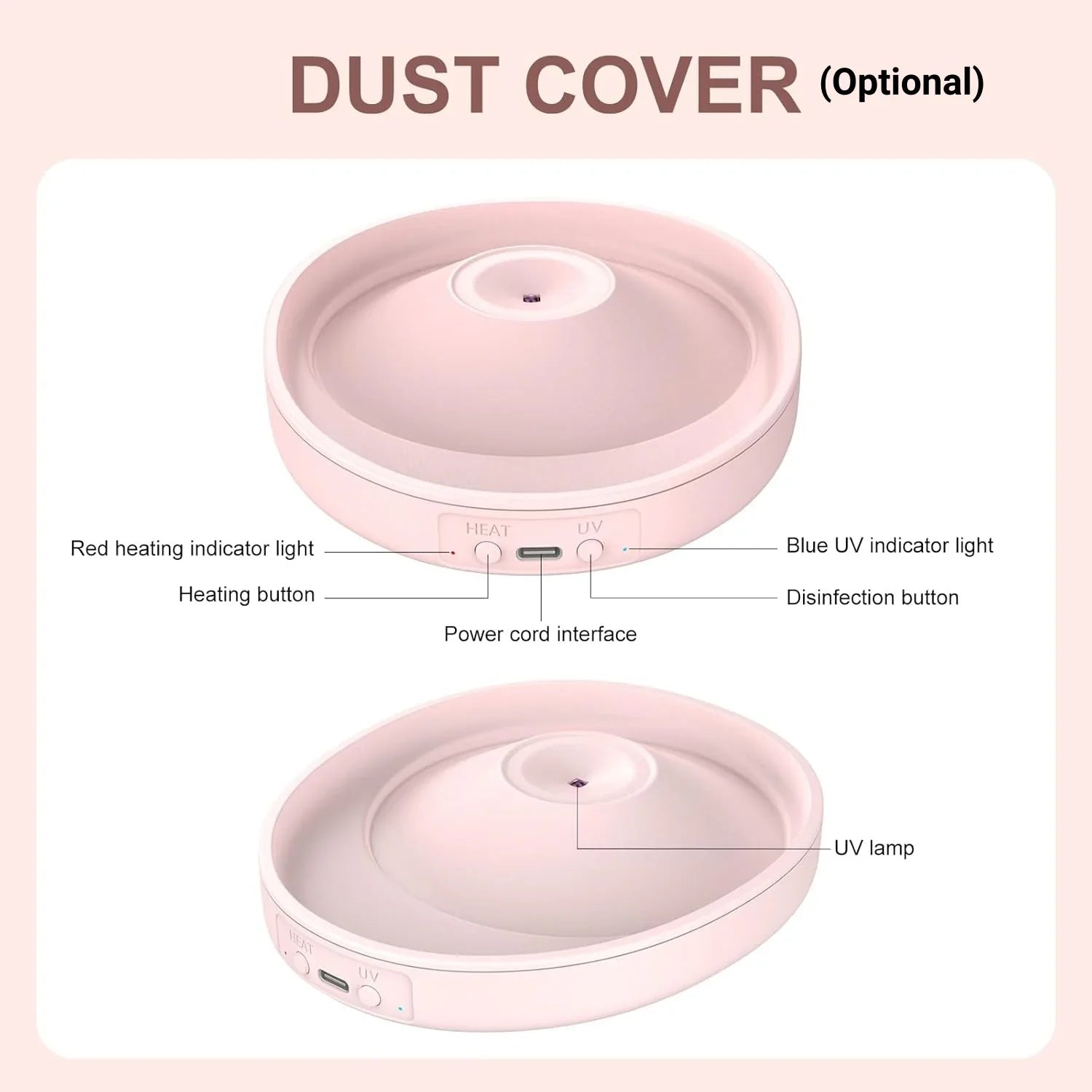 Silent Wearable Breast Pump with Smart Heating & UV Function - MY381B 1PCS Pink