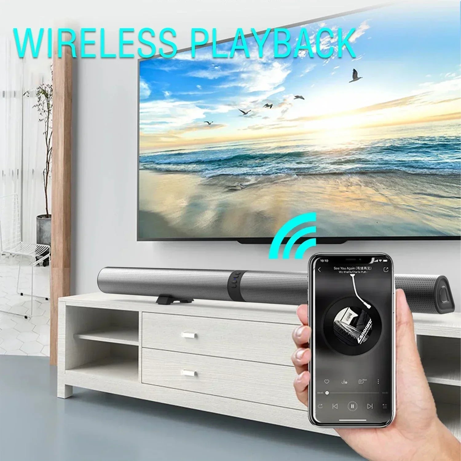 120W Bluetooth Soundbar with Detachable Speakers AUX, Optical, FM, Hi-Res Audio – BS-56 with Box