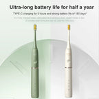 White Sonic Electric Toothbrush USB Rechargeable IPX7 Waterproof