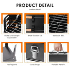 1 Set Portable Folding Charcoal BBQ Grill with Accessories