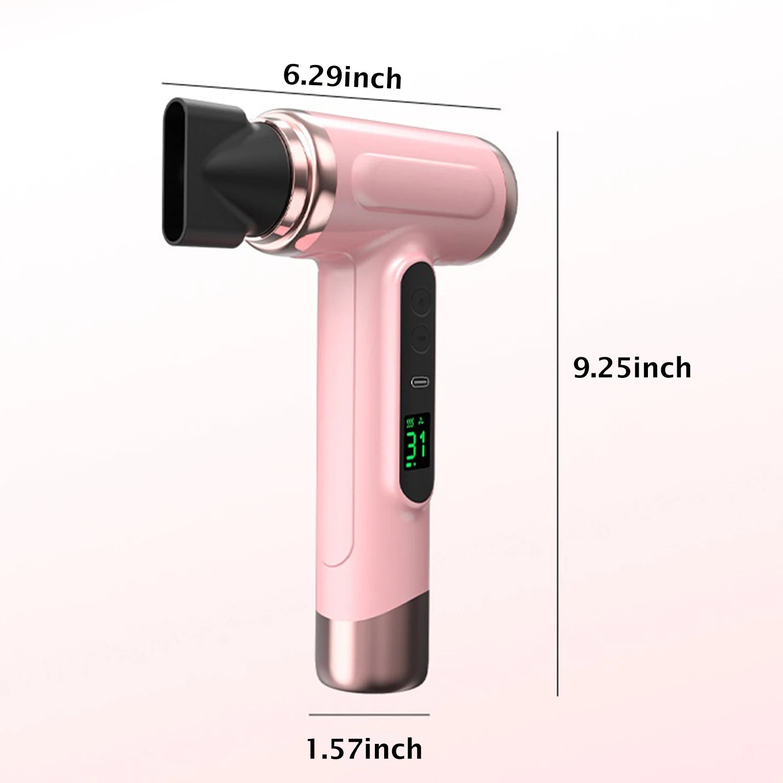 Cordless High-Speed Hair Dryer with Digital Display – Rechargeable & Lightweight for Home or Salon