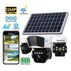 12MP 6K 4G Solar Security Camera with Triple Lens, Pan Tilt, and Night Vision