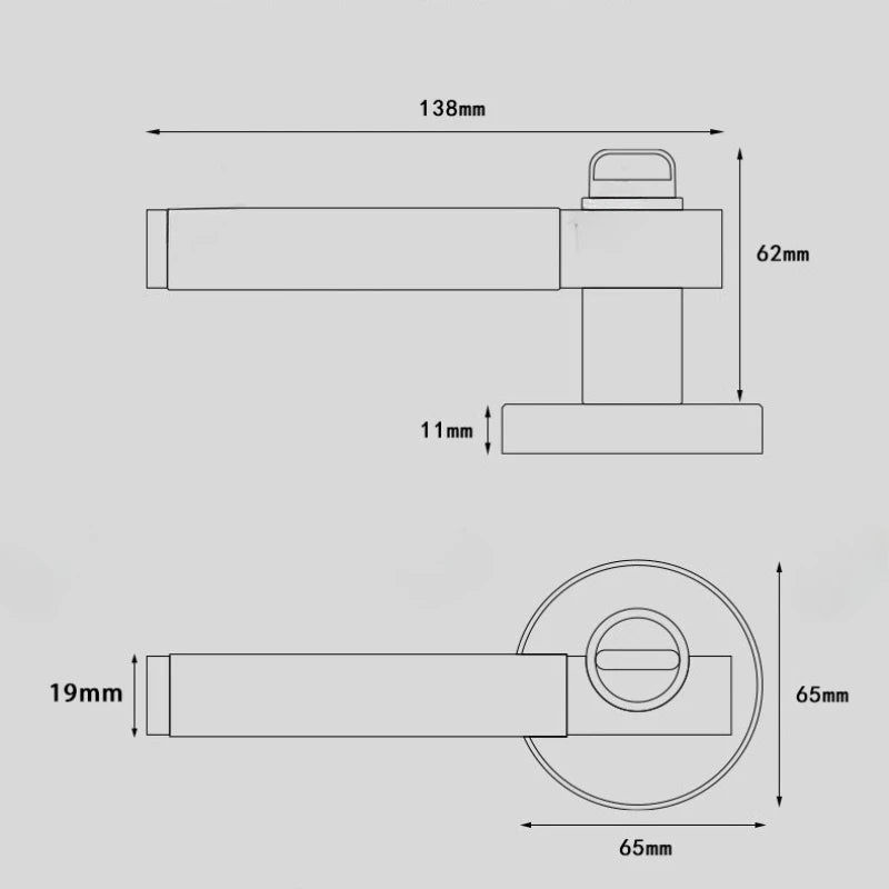 Modern Bedroom & Bathroom Door Handle Lock – Zinc Alloy with Copper Cylinder