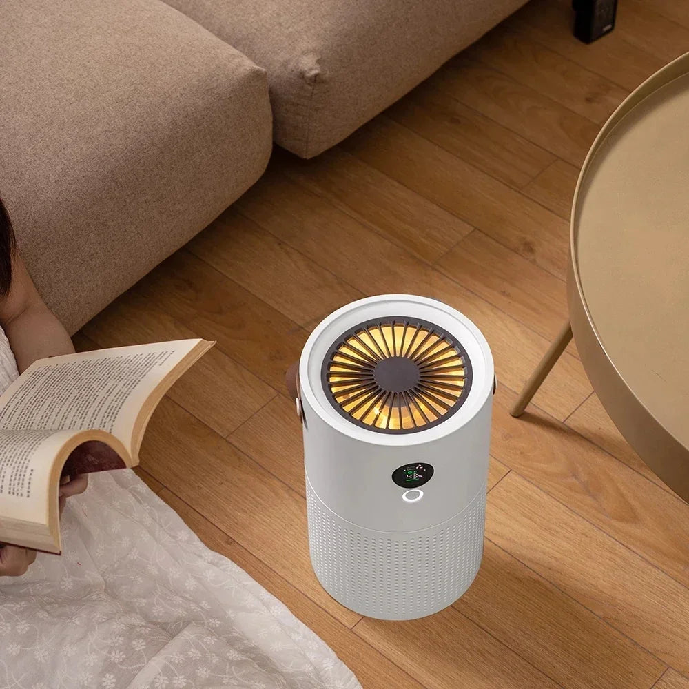 Rechargeable HEPA Air Purifier White Portable, 10000mAh Battery, Low Noise, for Rooms or Travel