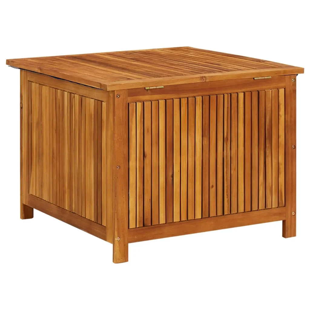 Outdoor Wooden Storage Box 75x75x58cm with Water-Resistant Liner – Solid Acacia