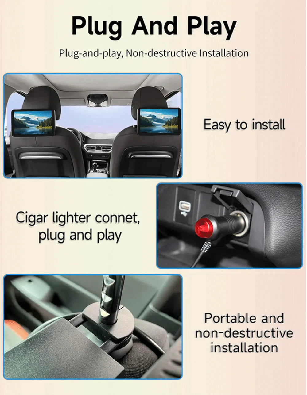 Dual 10.1in Android 13 Car Headrest Monitors 32GB