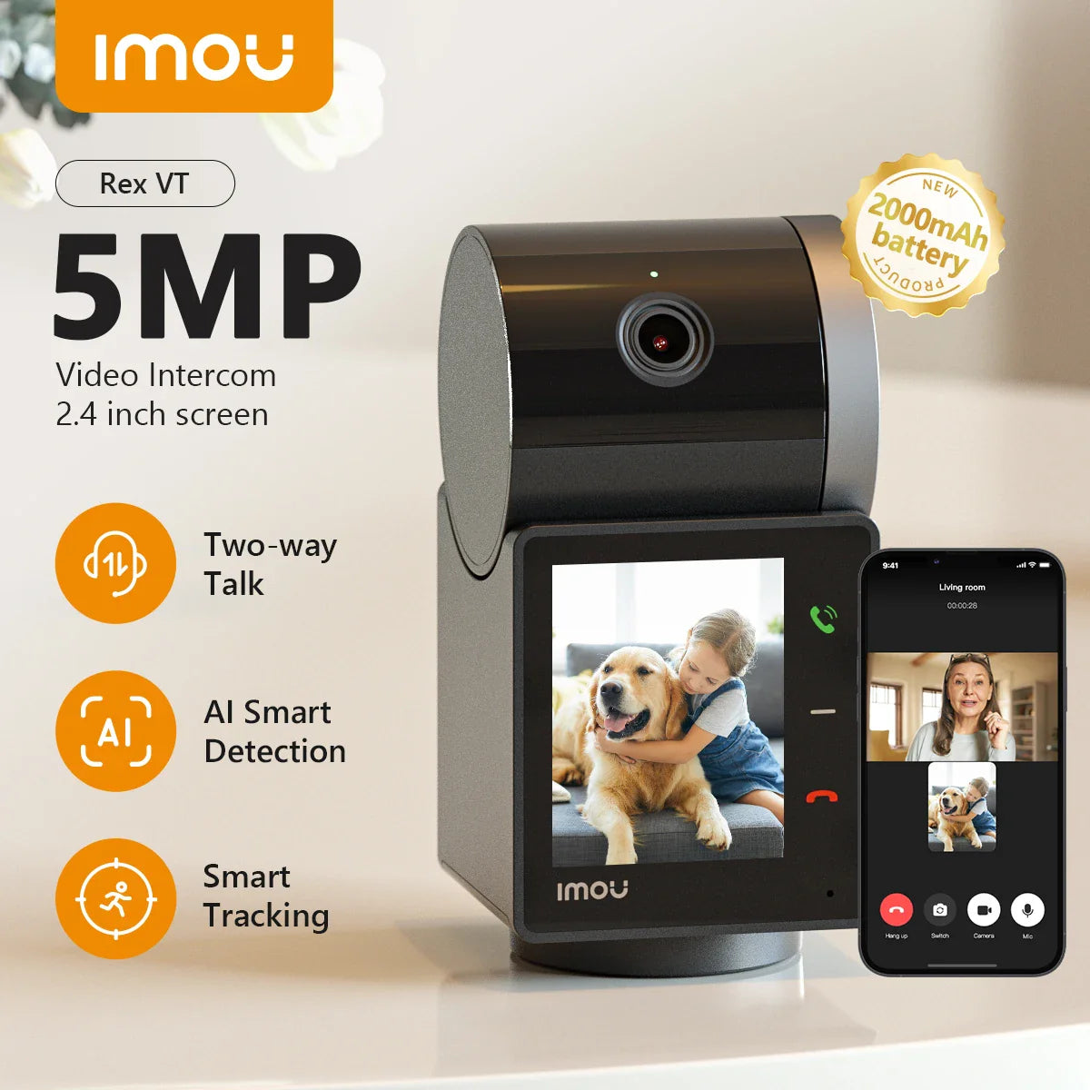 Smart AI Video Camera 3K QHD Display & Motion Alarm