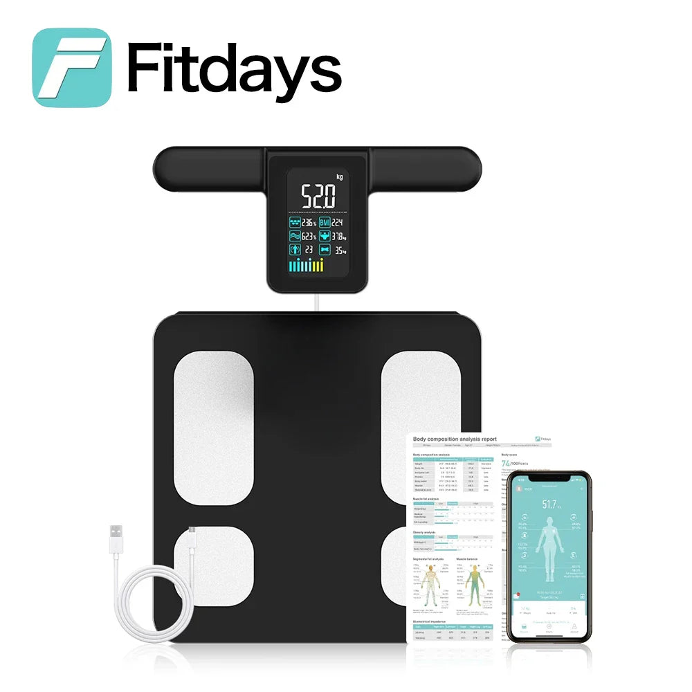Digital Bathroom Scale with 8 Electrodes & USB Charging