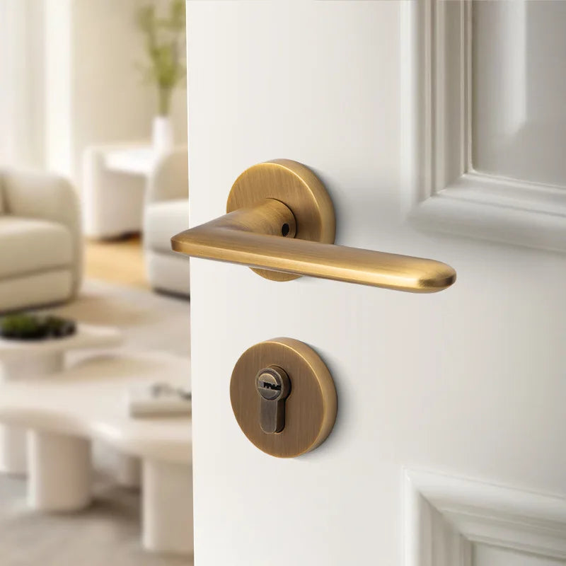 Universal Silent Door Handle, Brass Lock, Room Use