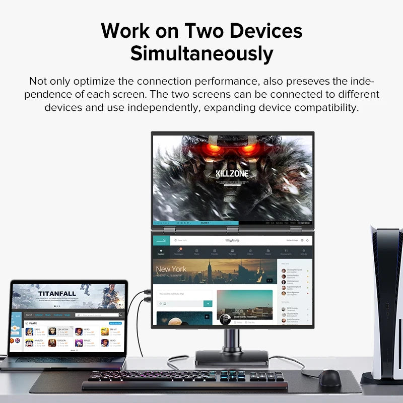 15.6" Folding Dual Portable USB-C Monitor – IPS Full HD Display with Stand & HDMI Support