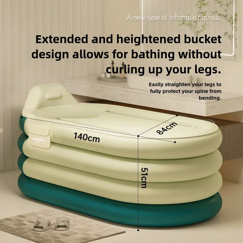 Foldable Inflatable Adult Bathtub with R1.2M Pump Compact Home Spa for Steam & Detox