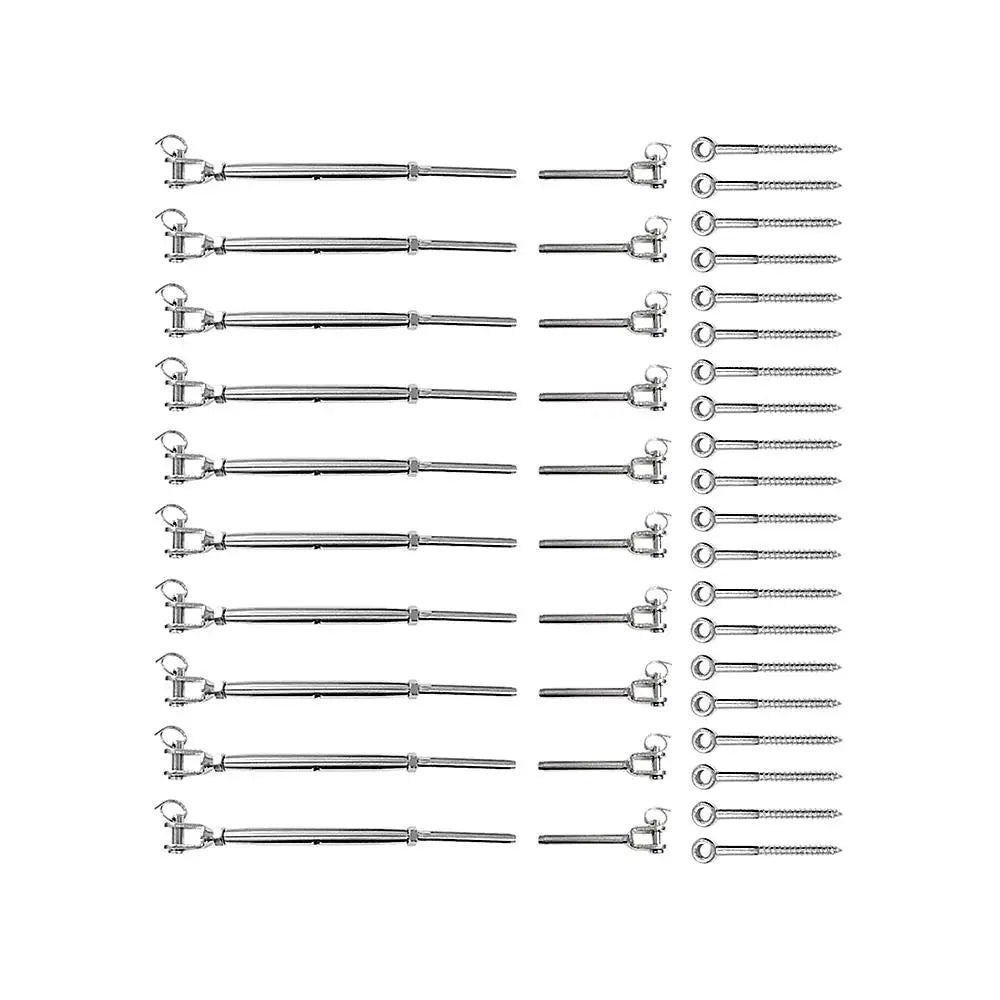 10-Pack Marine-Grade Wire Balustrade Kit with Turnbuckles