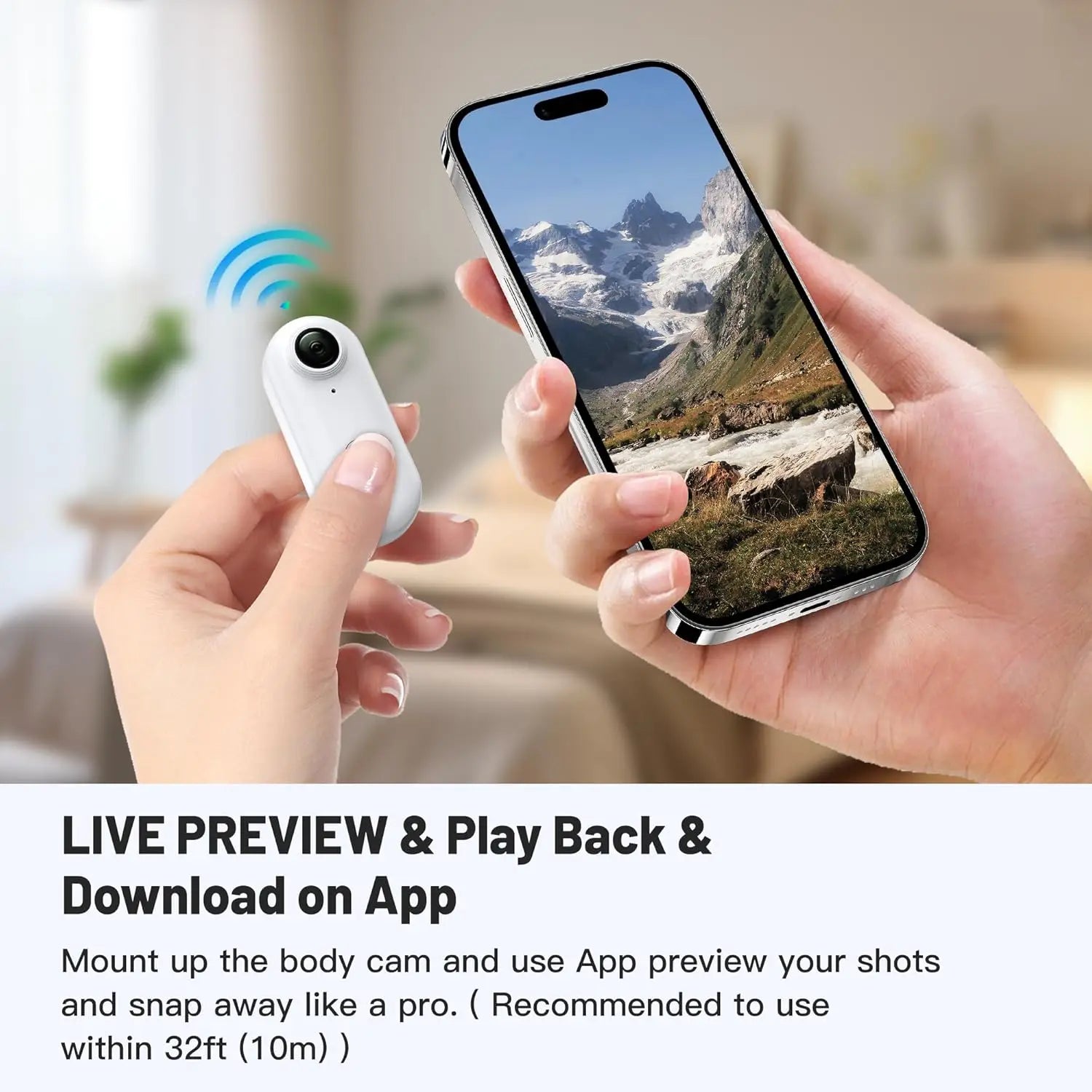 1080P Mini WiFi Wireless Body Camera Portable Thumb Size 64GB White
