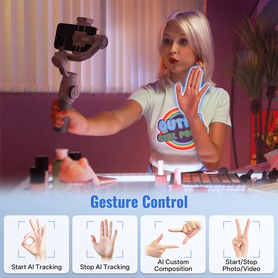 Portable 3-Axis Stabilizer for Smartphones with Smart Features