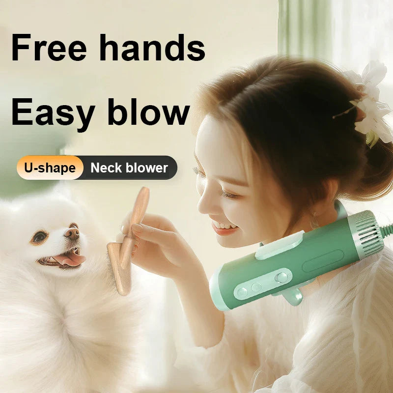 Rechargeable Pet Grooming Dryer – Lightweight & Quiet, Green