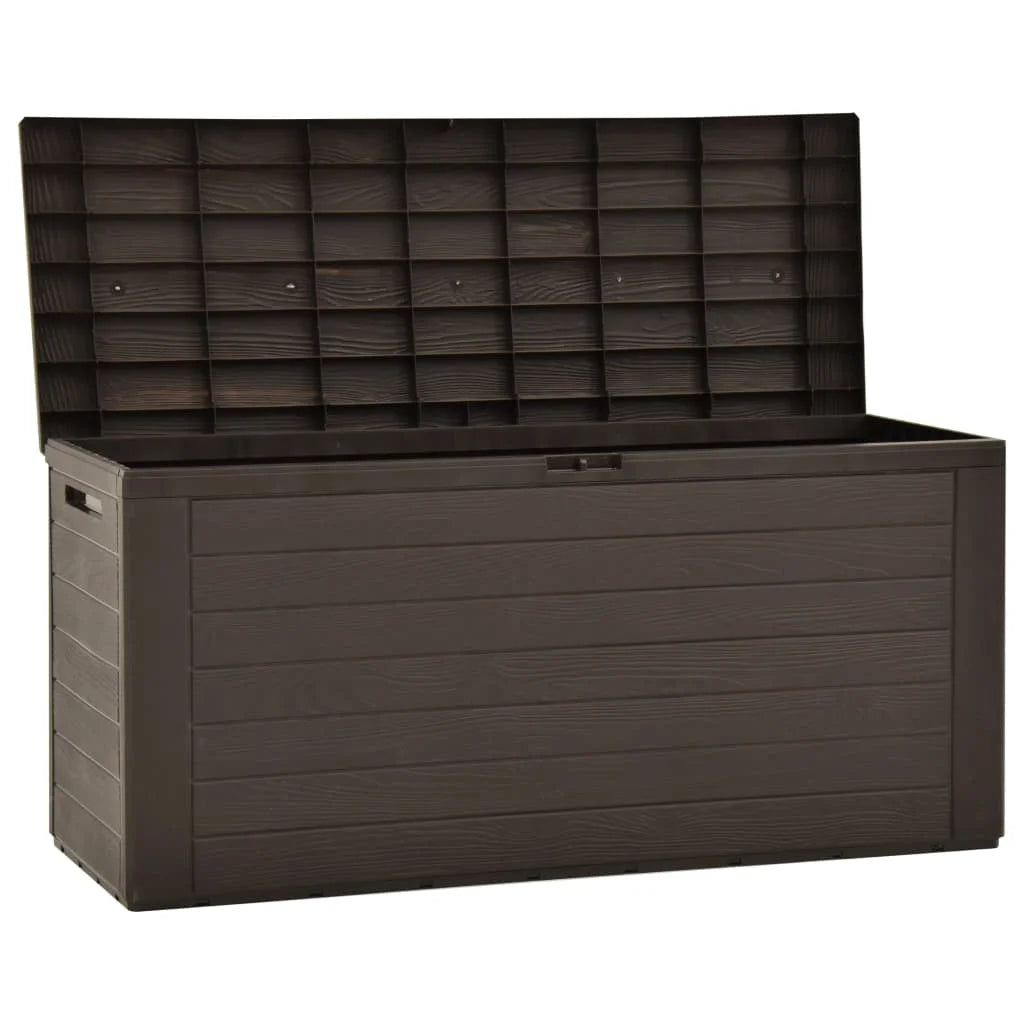 290L Outdoor Garden Storage Box – Weatherproof Poly Rattan Look, Lockable Lid