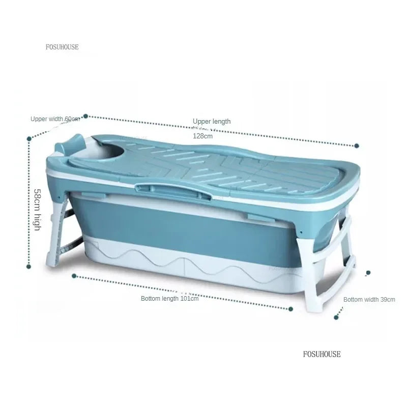 Portable 1.18m Foldable Plastic Bathtub Indoor & Outdoor Use, Adult-Sized, Purple, No Lid