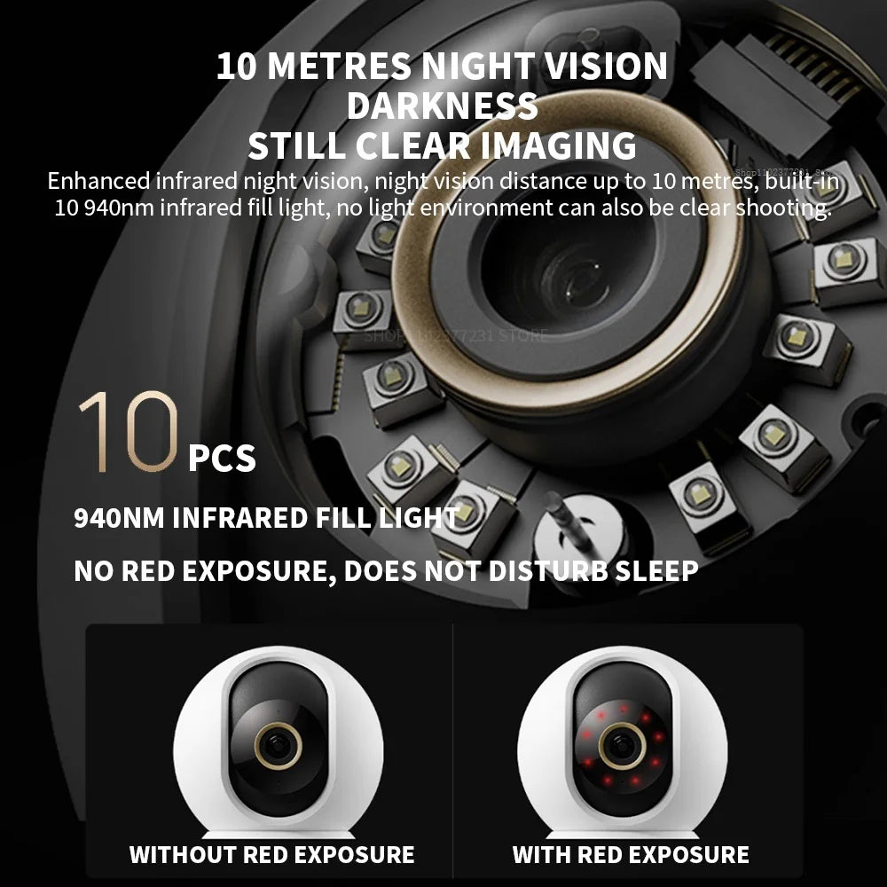 4K Smart Home Camera with 360° View, Dual-Band WiFi 6, AI Motion & Pet Detection (CN Version)